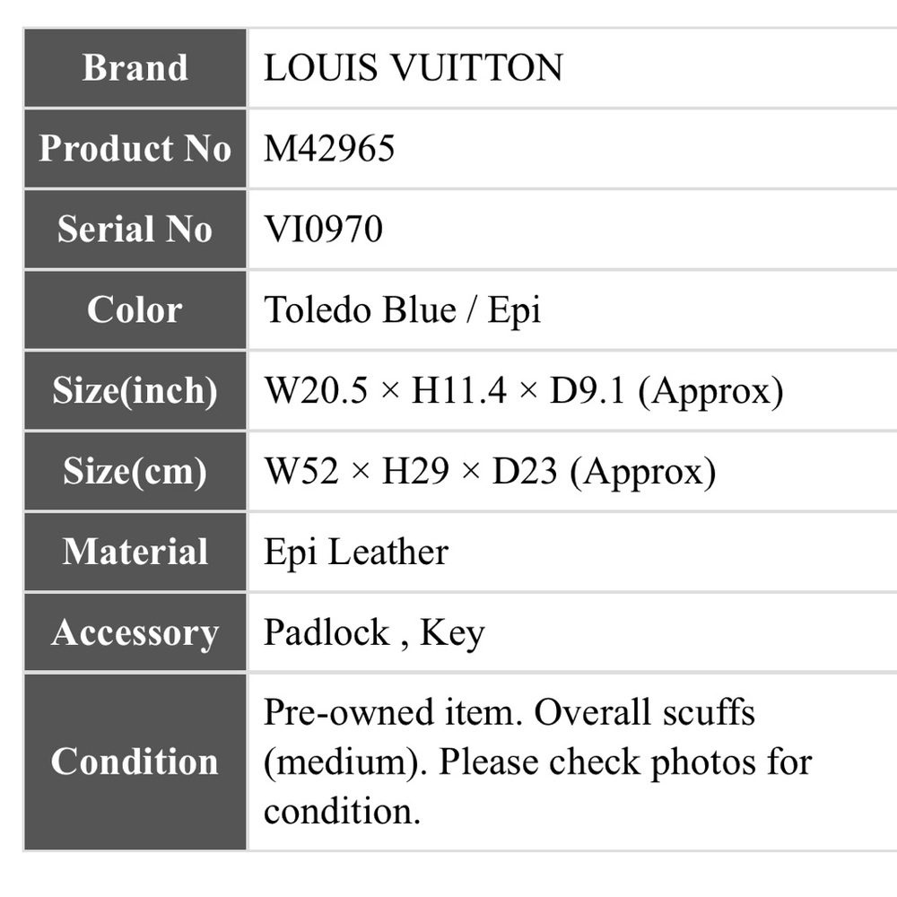 Louis Vuitton Blue Travel Bag - Picture 16 of 16